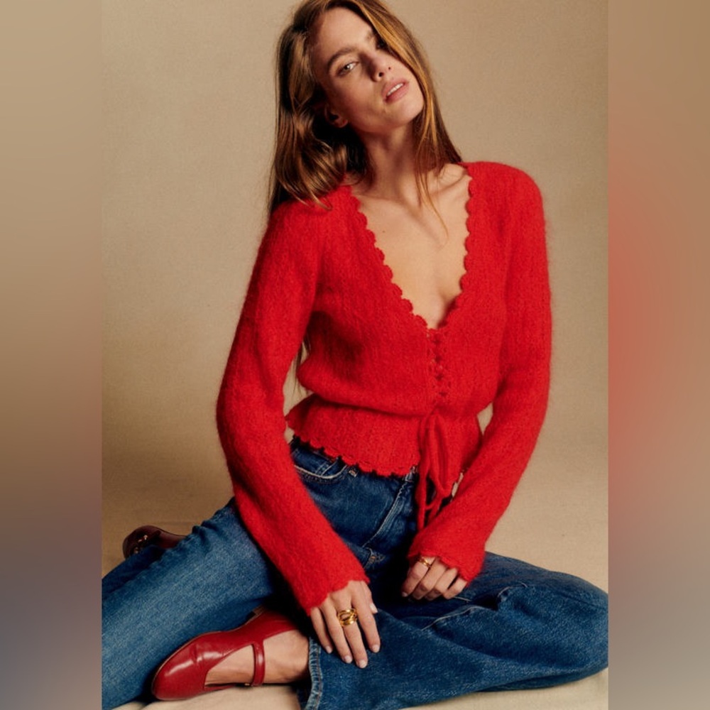 Sézane Elise Cardigan in Red | S